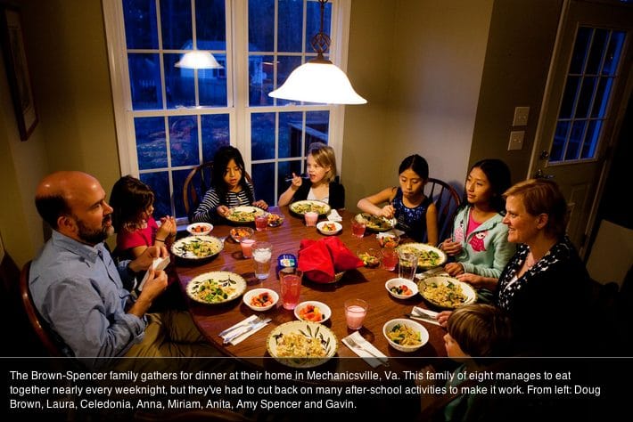 screen-shot-2013-04-03-at-95258-am A family dinner that is featured on NPR's report. Photo Credit: Maggie Starbard/NPR.